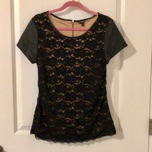 NWT Express Faux Leather & Lace Top